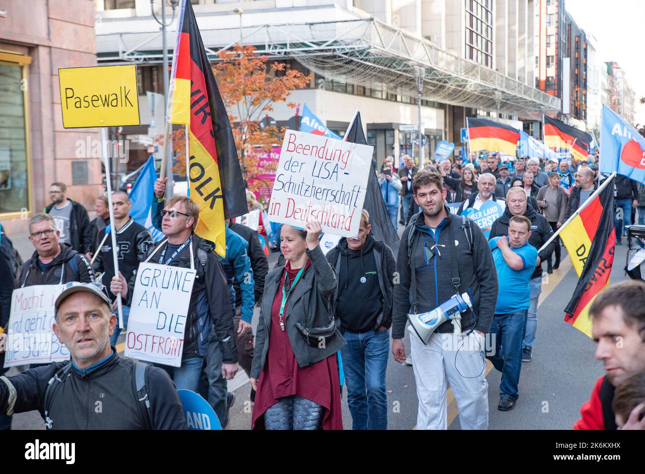 At the AfD demonstration against inflationary government policiies and ...