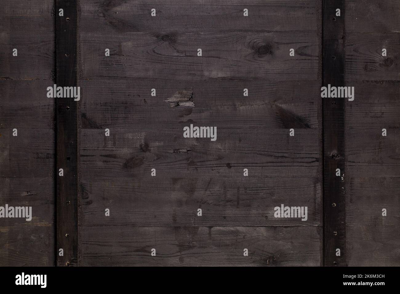 Close up of dark rustic wall made of old wood table planks texture