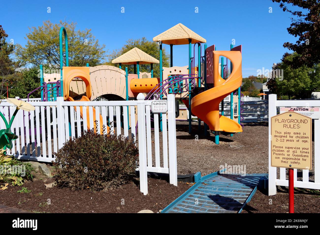 Children's playground at Aurora Farms outlet center in Aurora, Ohio Stock Photo