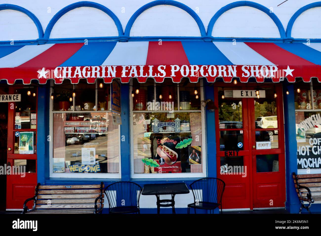 Famous Chagrin Falls Popcorn Shop on building over the falls, Chagrin