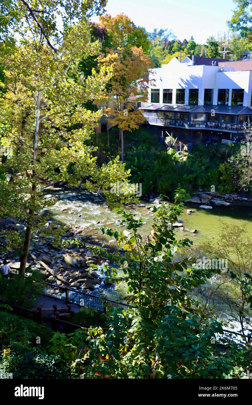 Chagrin Falls and Chagrin river runs through the center of Chagrin