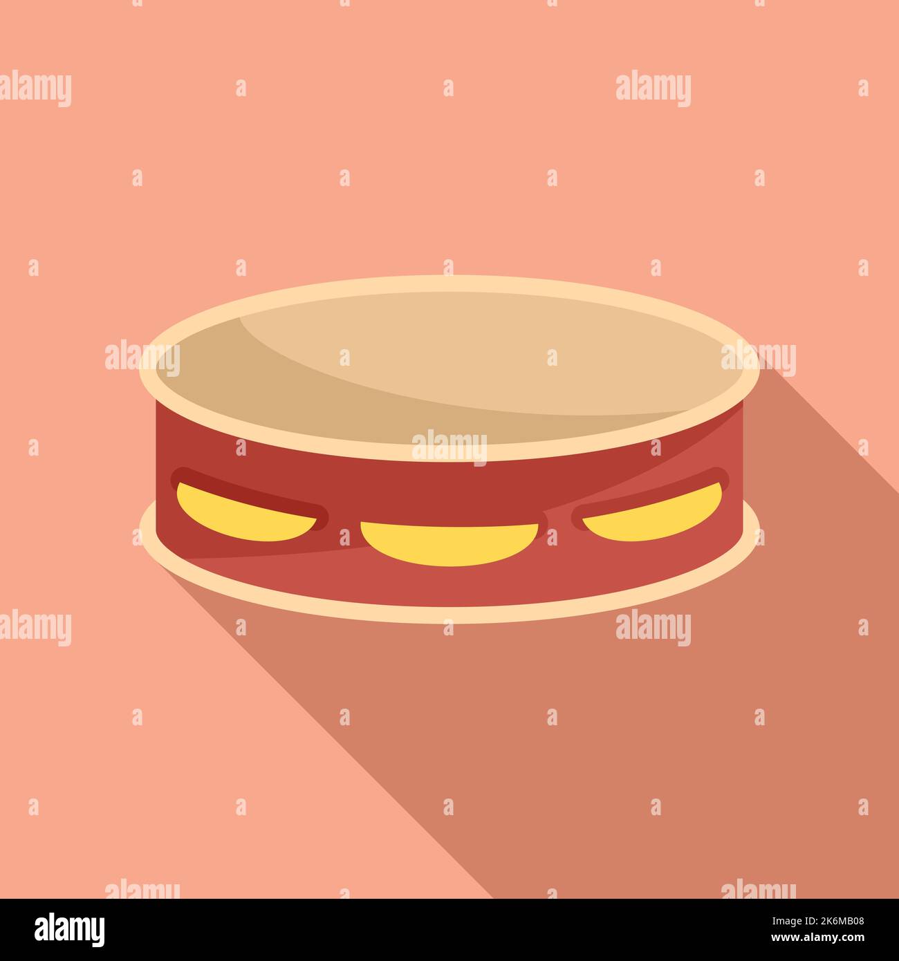 Musical tambourine icon flat vector. Music samba. Art leather Stock ...