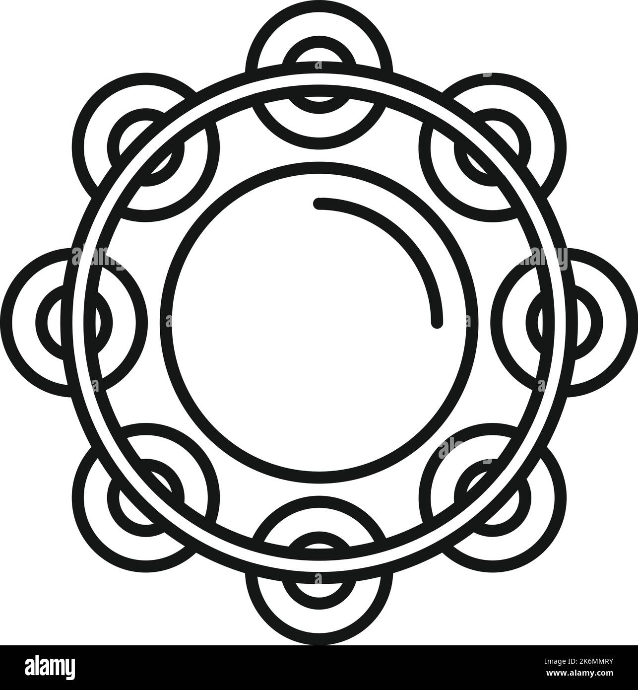 Timbrel tambourine icon outline vector. Music drum. Concert bell Stock