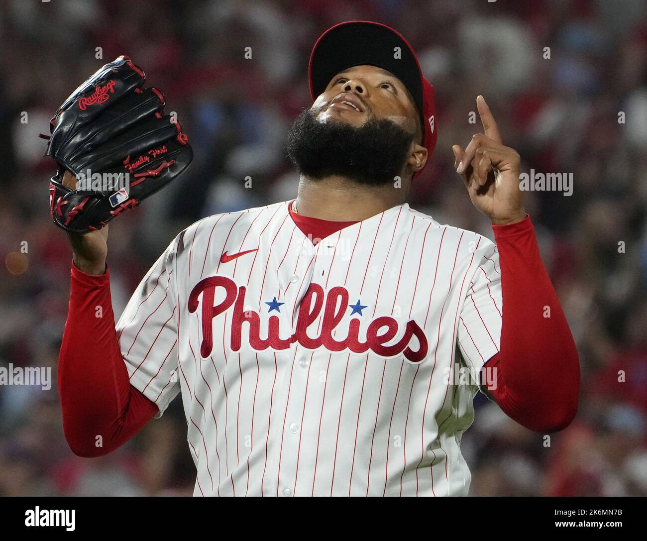 Philadelphia Phillies relief pitcher JOSE ALVARADO closes out the victory  for the Phillies in the bottom of the ninth inning during the MLB game  betwe Stock Photo - Alamy