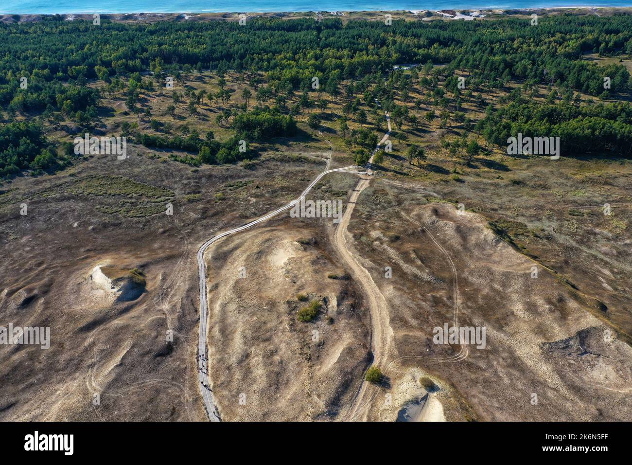 Aerial view of dead dunes in Curonian spit National park and reserve, Lithuania Stock Photo