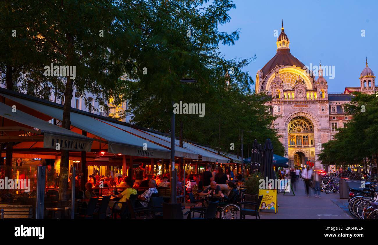 ANTWERP, BELGIUM AUGUST 6, 2022 Evening landscape with a view of the