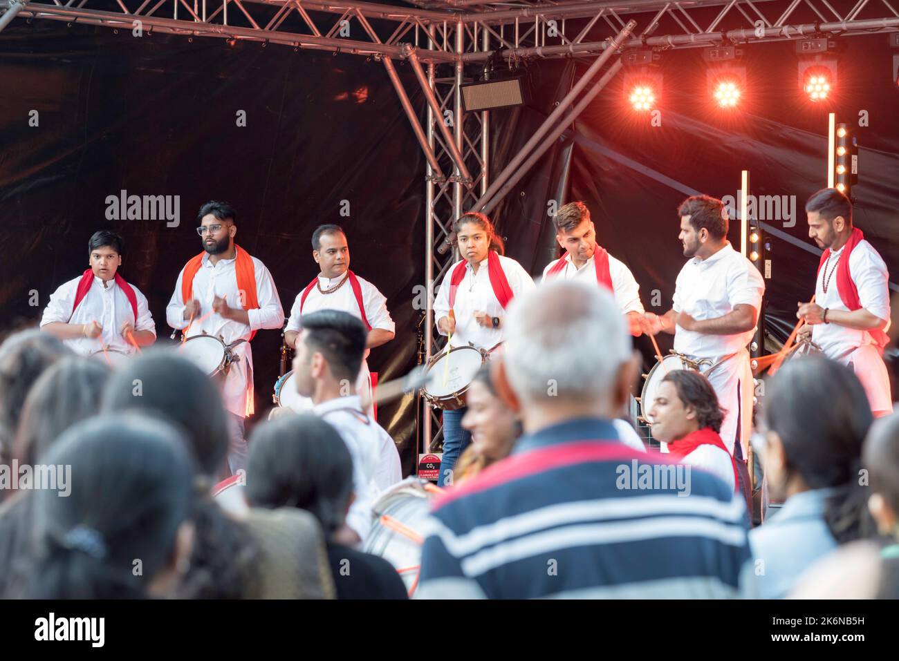 Sydney, Australia, 14 Oct 2022: As part of a series of events to be held during October, put on by Parramatta City Council, the Deepavali Festival of Lights kicked off at Prince Alfred Park Square in Parramatta last night. Crowds were entertained by stage performances of traditional and contemporary Indian culture including the Shivagarjana Sydney drum group along with acrobats and others moving throughout the festival area. A range of food trucks were on hand to keep everyone well fed. Credit: Stephen Dwyer / Alamy Live News Stock Photo
