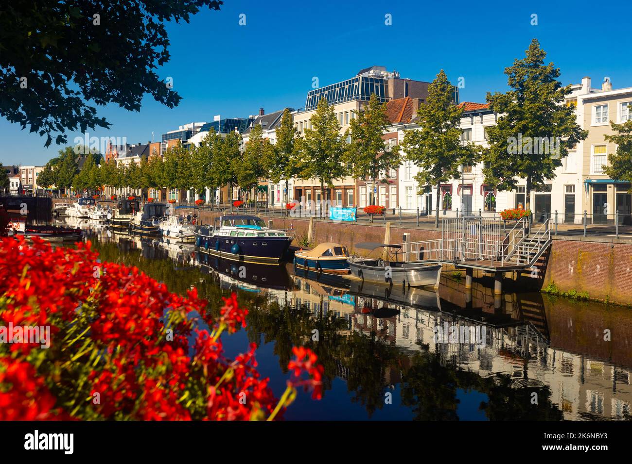Stately mansions mirrored in a harbor, Breda. Netherlands Stock Photo Alamy