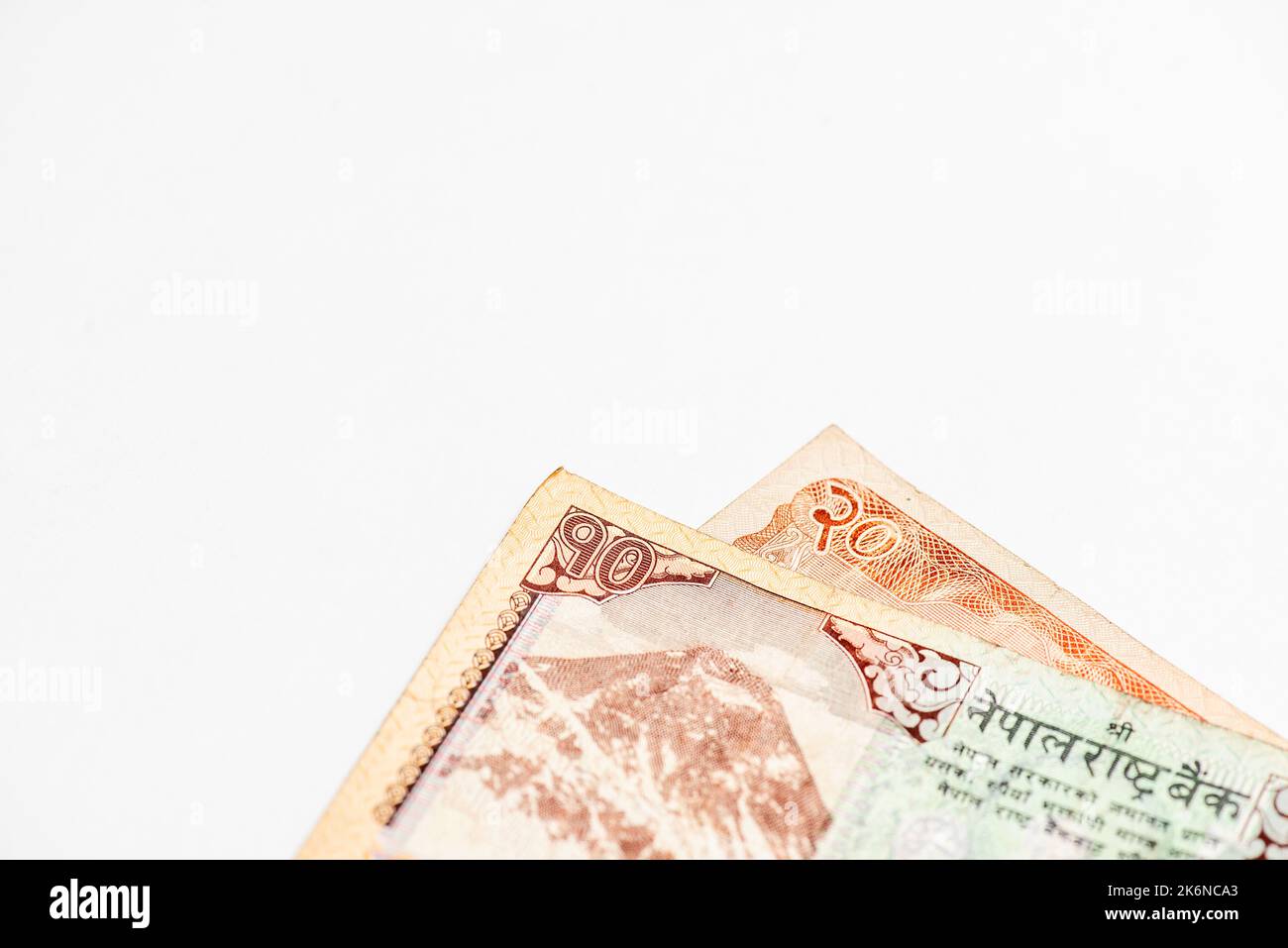Nepali currency isolated on white background. Stock Photo