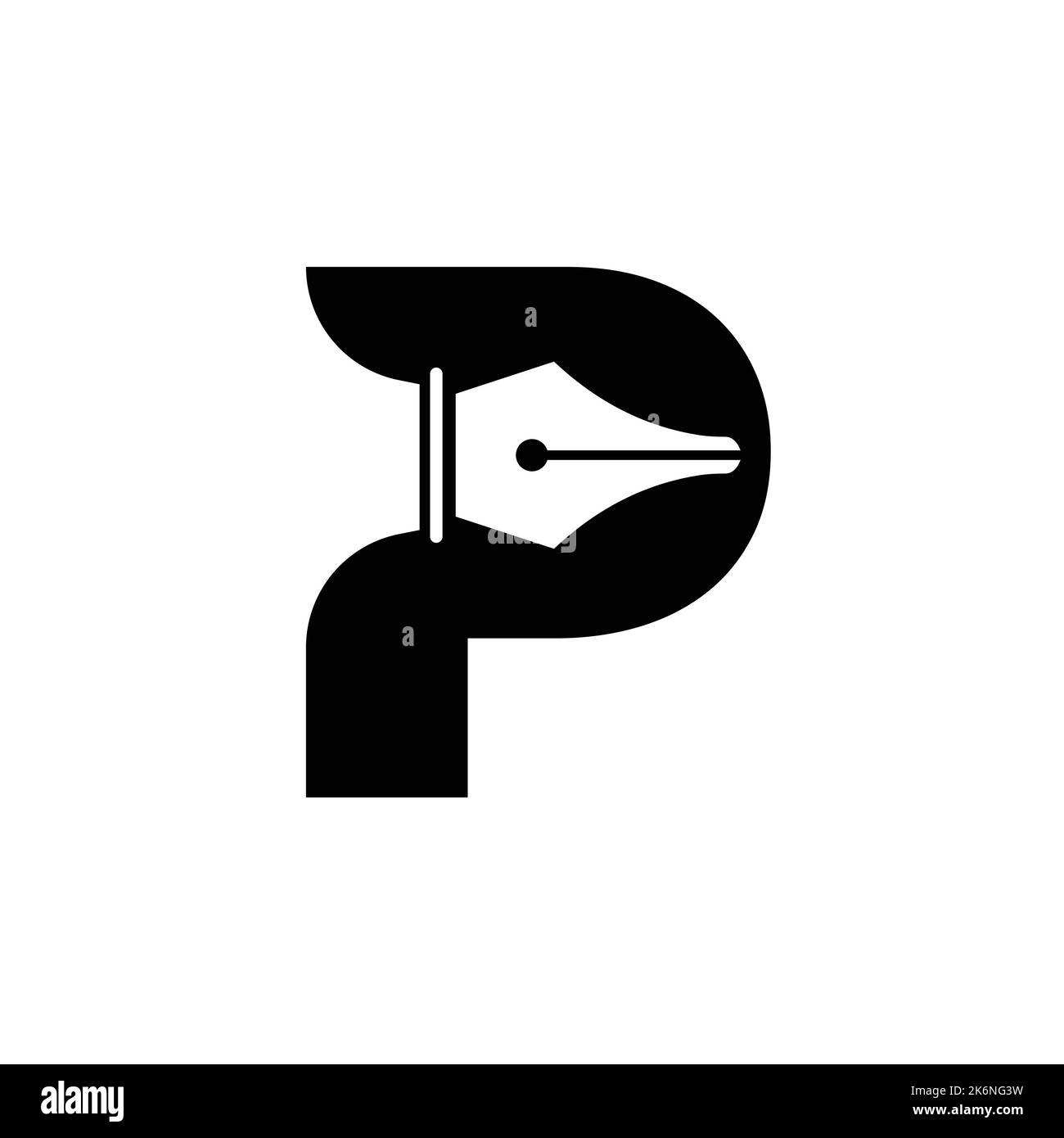 Initial Letter P Pen Nib Icon For Education Logo and Law Symbol Vector Template Based Alphabet Stock Vector