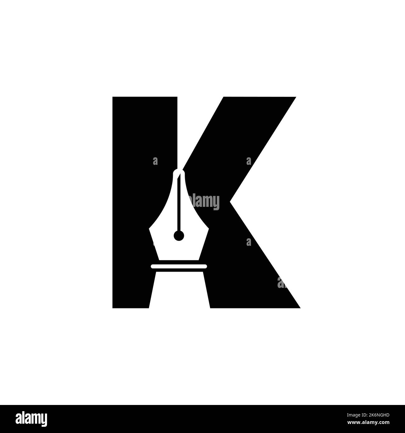 Initial Letter K Pen Nib Icon For Education Logo and Law Symbol Vector Template Based Alphabet Stock Vector