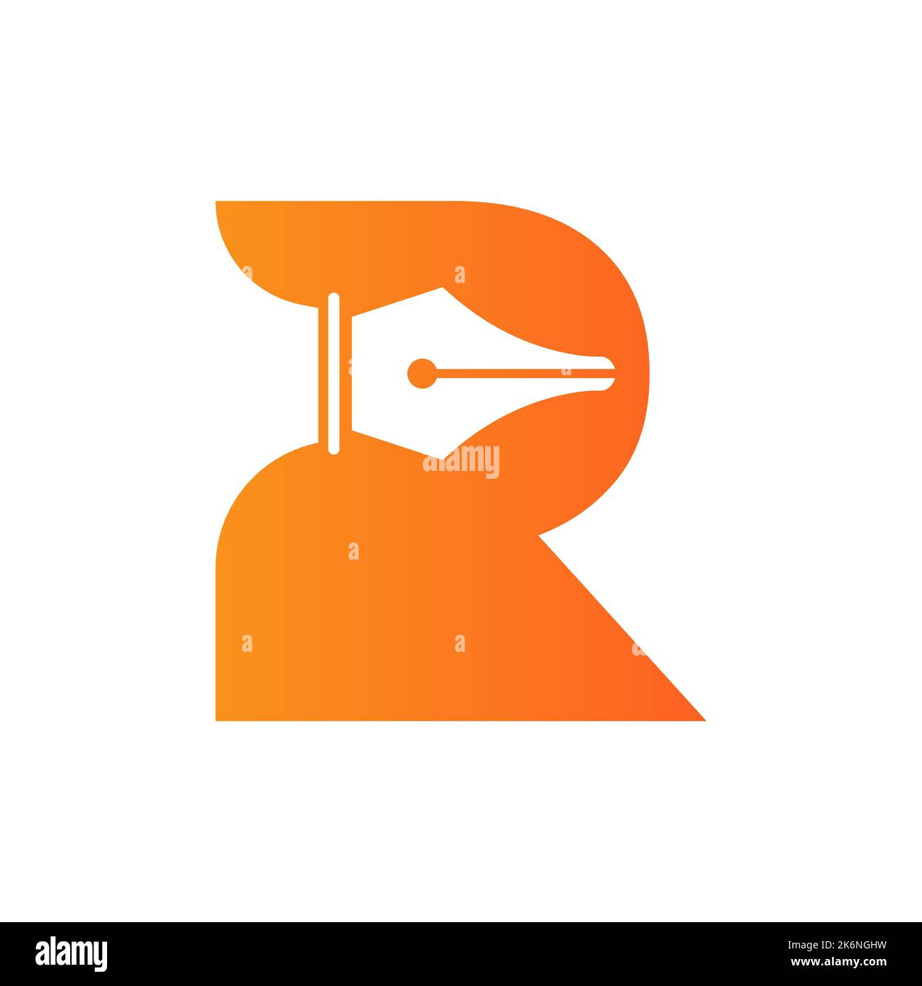 Initial Letter R Pen Nib Icon For Education Logo and Law Symbol Vector Template Based Alphabet Stock Vector