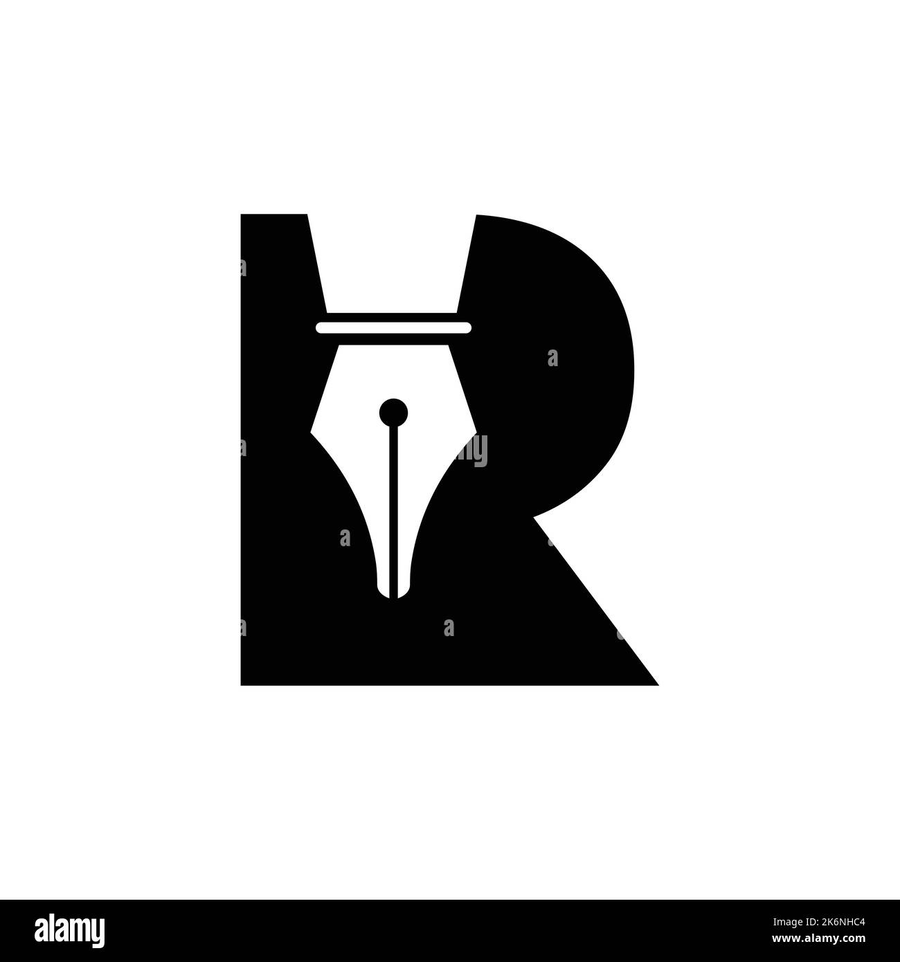 Initial Letter R Pen Nib Icon For Education Logo and Law Symbol Vector Template Based Alphabet Stock Vector