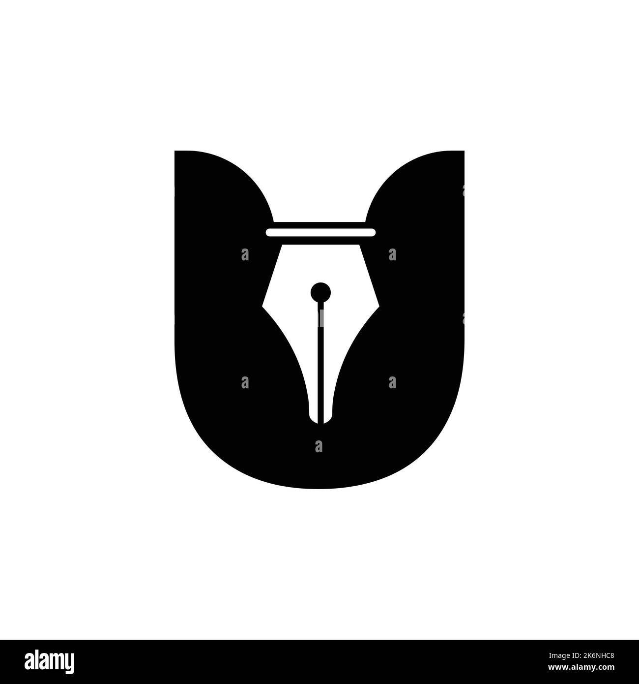 Initial Letter U Pen Nib Icon For Education Logo and Law Symbol Vector