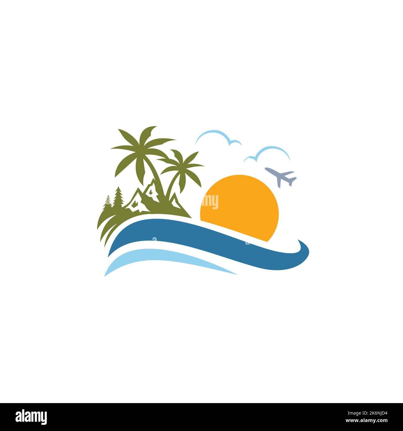 Logo Travel Vacation Explore, Beach Icon, Holiday Logo Stock Vector