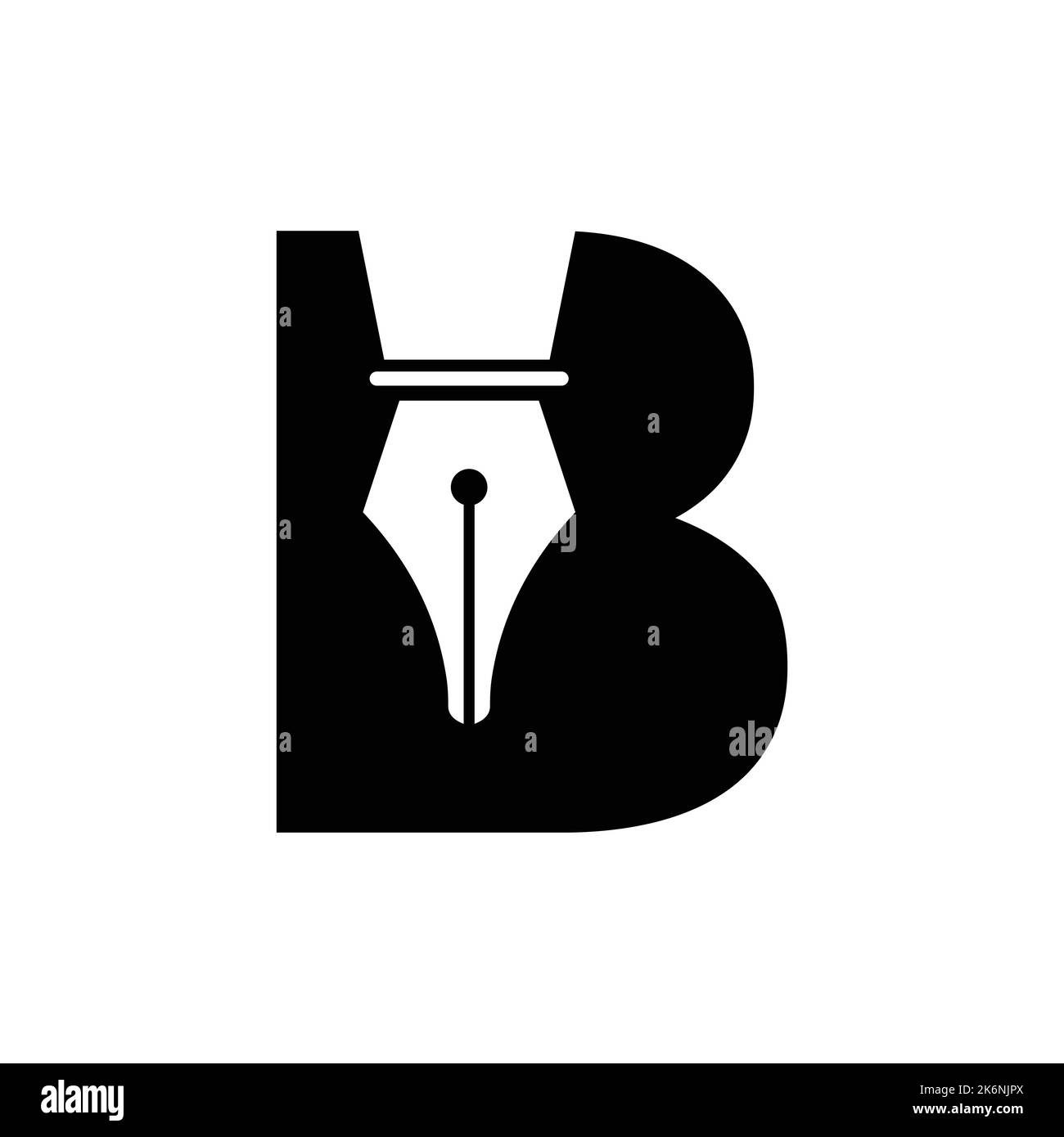 Initial Letter B Pen Nib Icon For Education Logo and Law Symbol Vector Template Based Alphabet Stock Vector