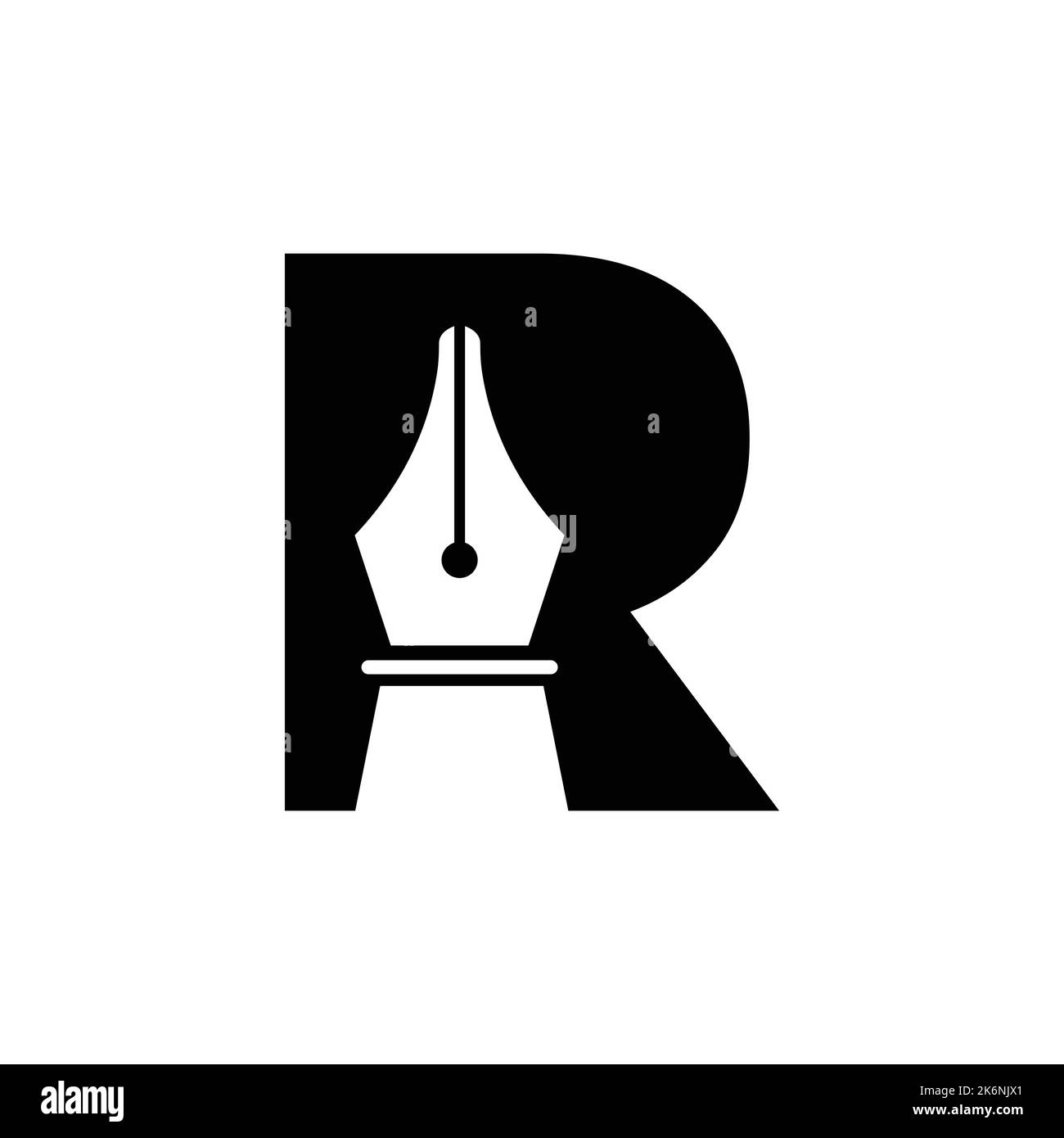 Initial Letter R Pen Nib Icon For Education Logo and Law Symbol Vector Template Based Alphabet Stock Vector
