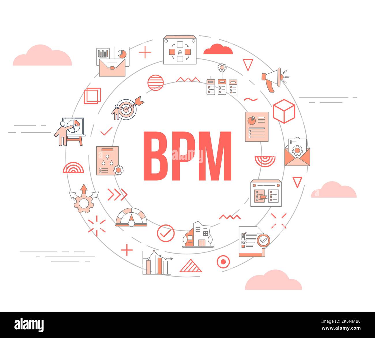 bpm business process management concept with icon set template banner ...