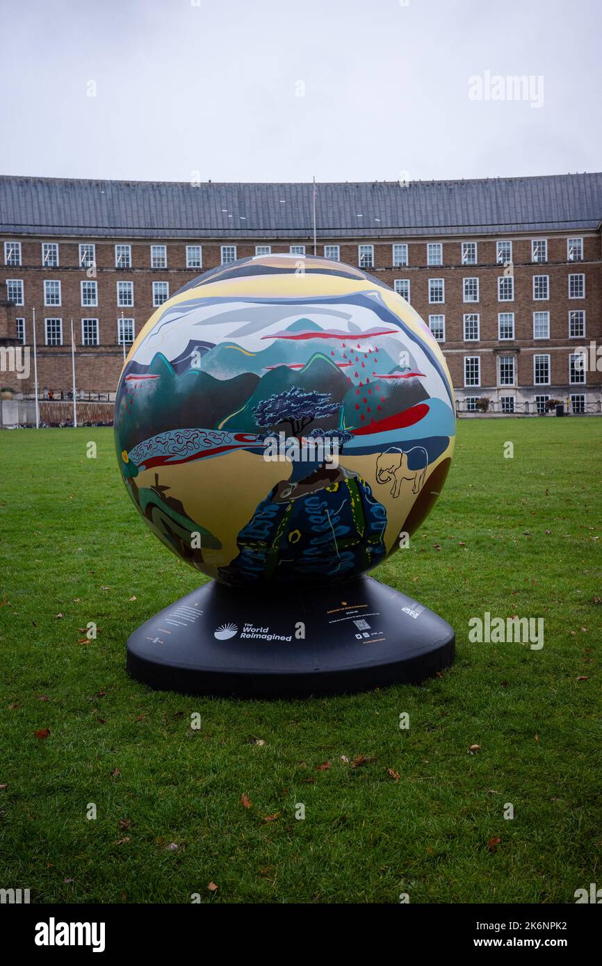 The World Reimagined large globe ball structures in College Green, Bristol, UK (Oct22) Stock Photo