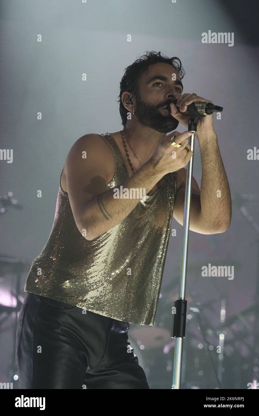 Bologna, Italy. 14th Oct, 2022. Italian singer Marco Mengoni during his