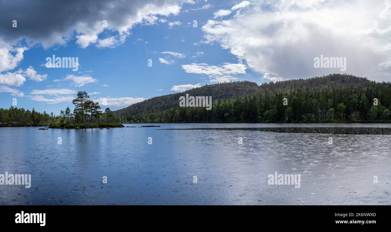 Serene and Reflecting Lake Tarnattvattnen Skuleskogen National Park Stock Photo