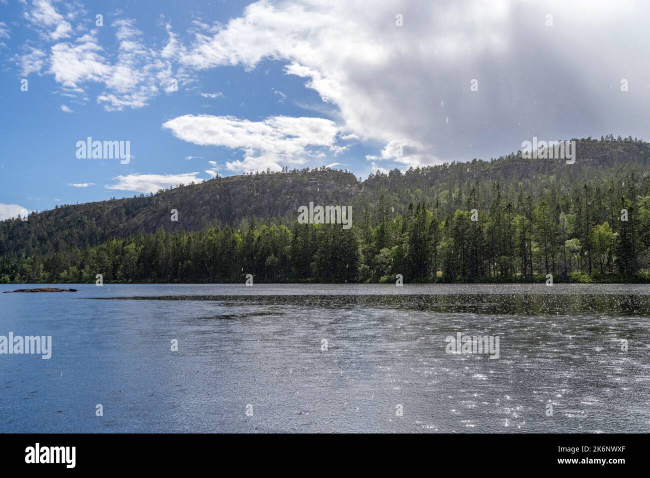 Serene and Reflecting Lake Tarnattvattnen Skuleskogen National Park Stock Photo