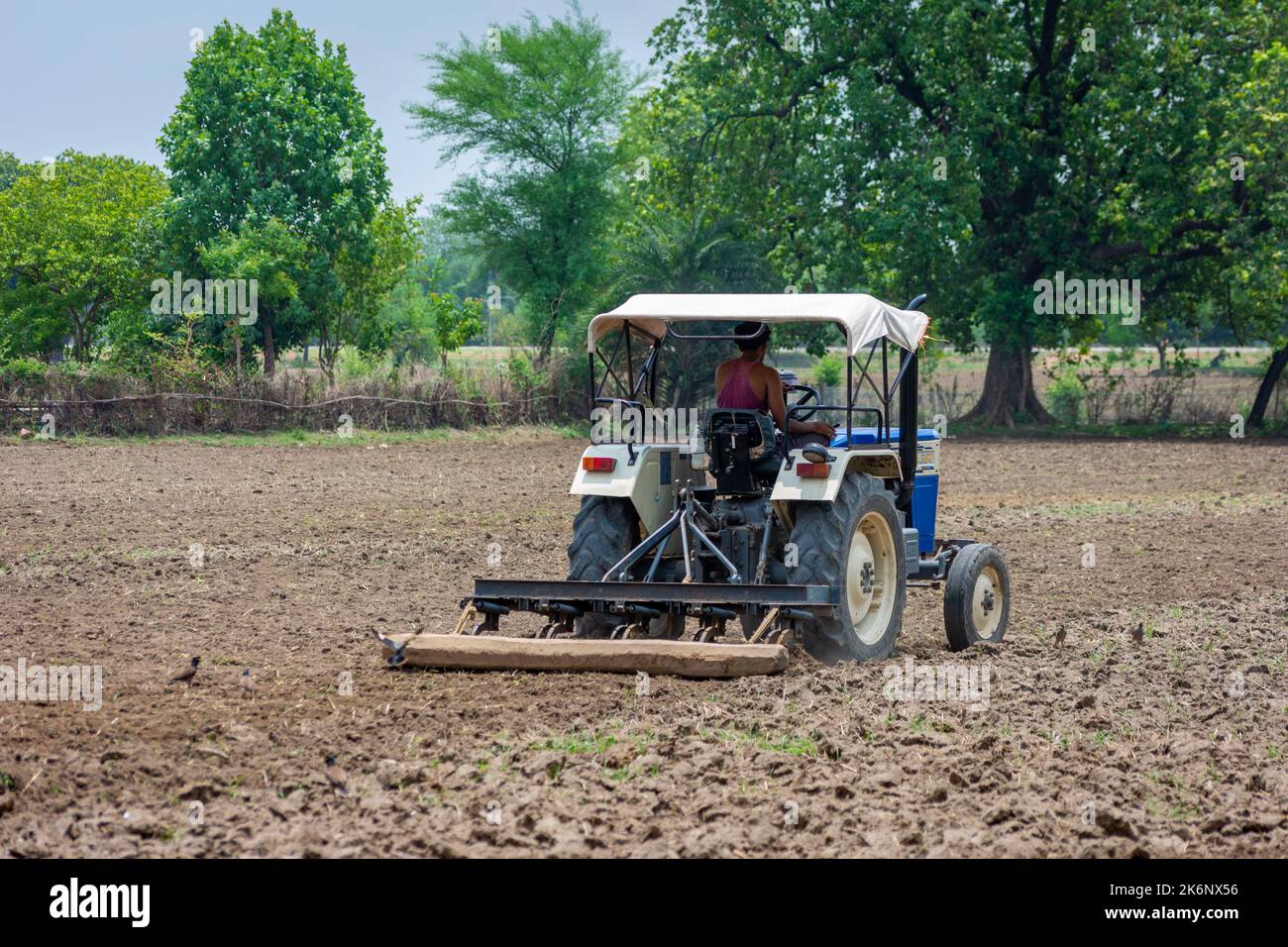 Indian farmer ploughing field tractor hi-res stock photography and ...