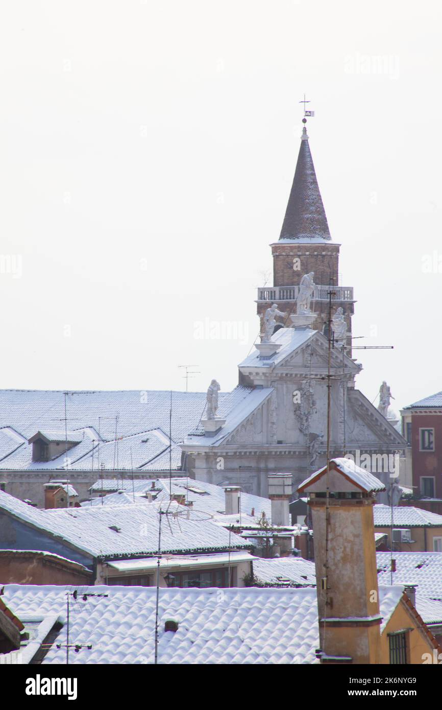 Venice with snow in winter Stock Photo Alamy