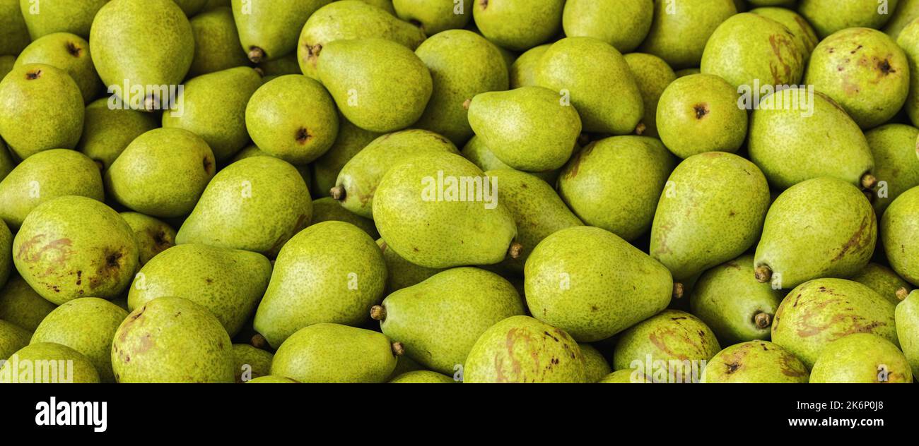 Lots of pears at a fruit market Stock Photo
