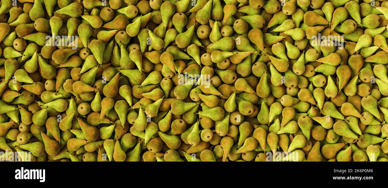 green Pears as a background, banner size Stock Photo