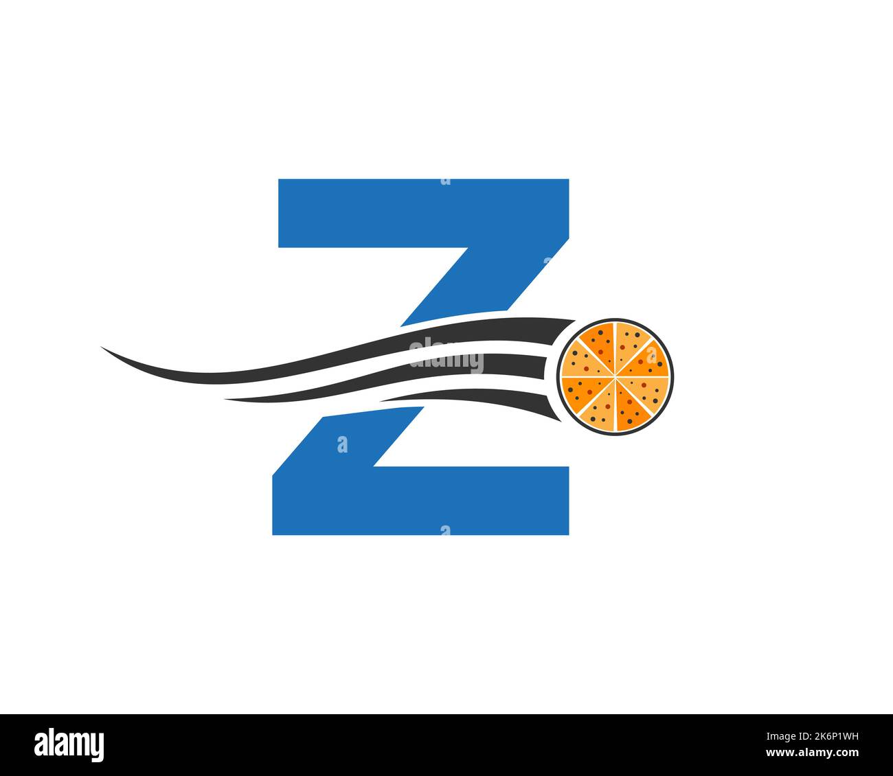 Initial Letter Z Cafe Restaurant Logo With Pizza Concept Vector