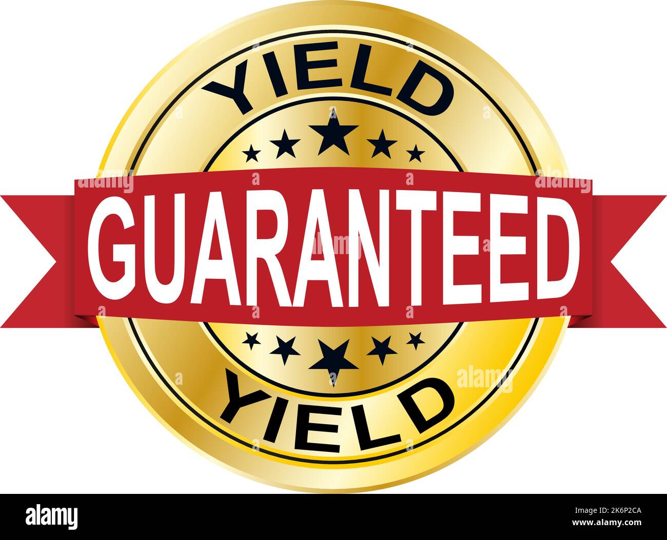 yield guaranteed gold shiny emblem logo patch isolated on white background Stock Vector