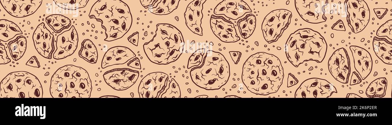 Seamless pattern with sweet cookies. Hand drawn bakery background. Vector illustration. Stock Vector