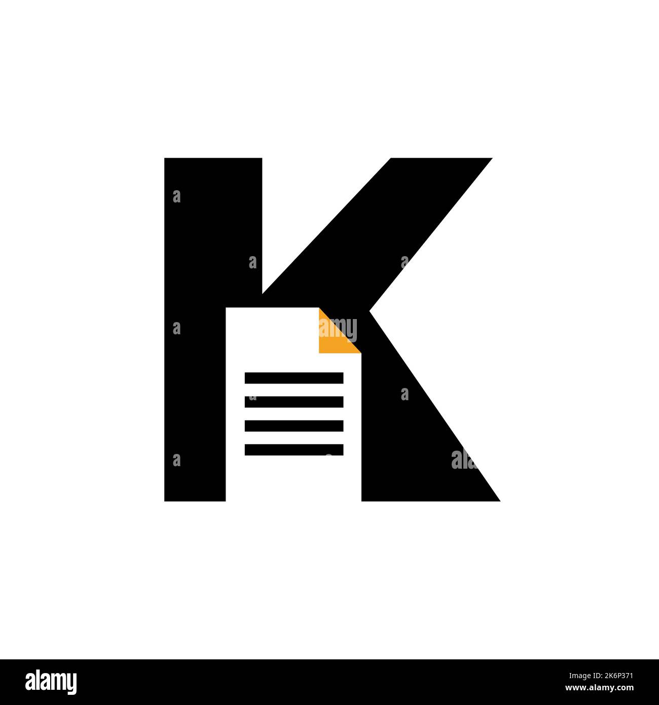 Letter K Paper Document Logo Vector Template Simple Concept Stock Vector