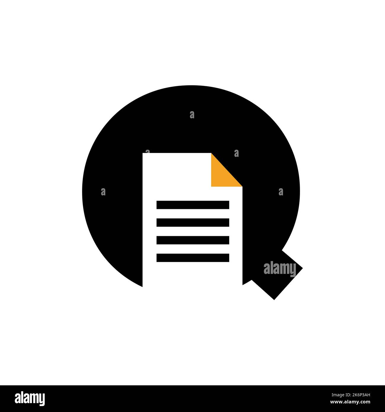 Letter Q Paper Document Logo Vector Template Simple Concept Stock