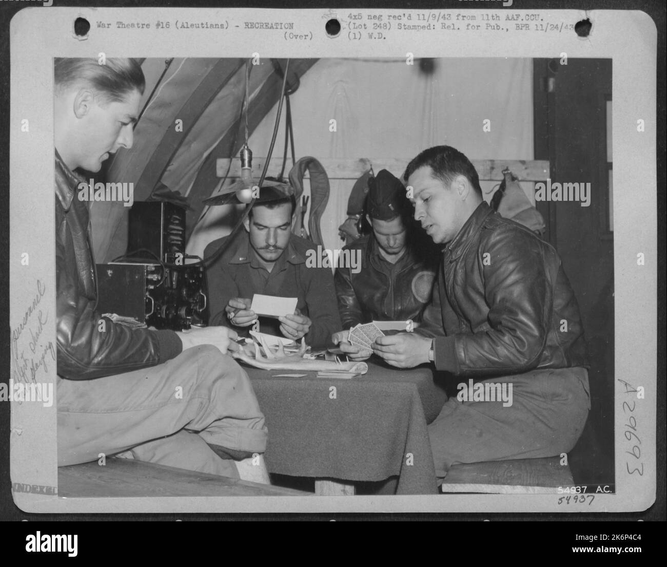 Alert room L-R: Capt. Warwick, Los Angeles, Lt. Speckes and Lt