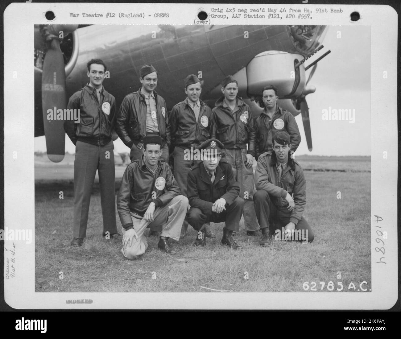 Combative Crew Combat Crew Of The 91St Bomb Group, 8Th Air Force, Beside A Boeing B-17 ...
