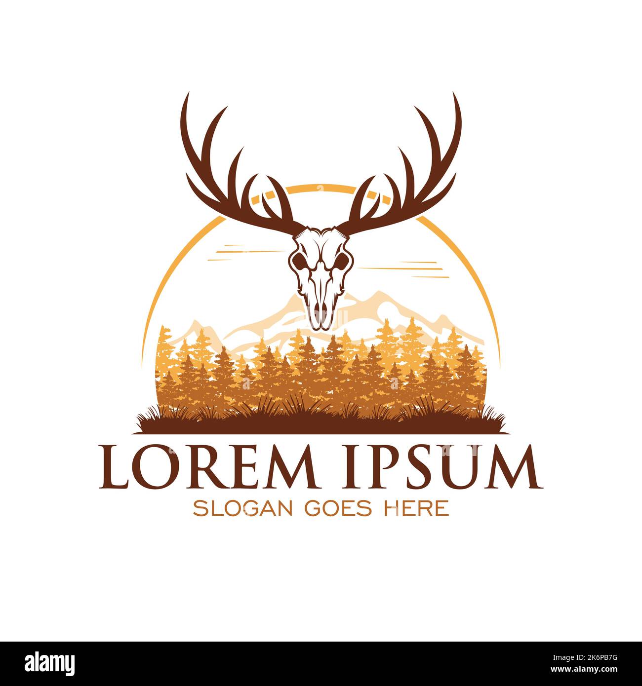 Forest adventure with deer skull icon in vector Stock Vector Image