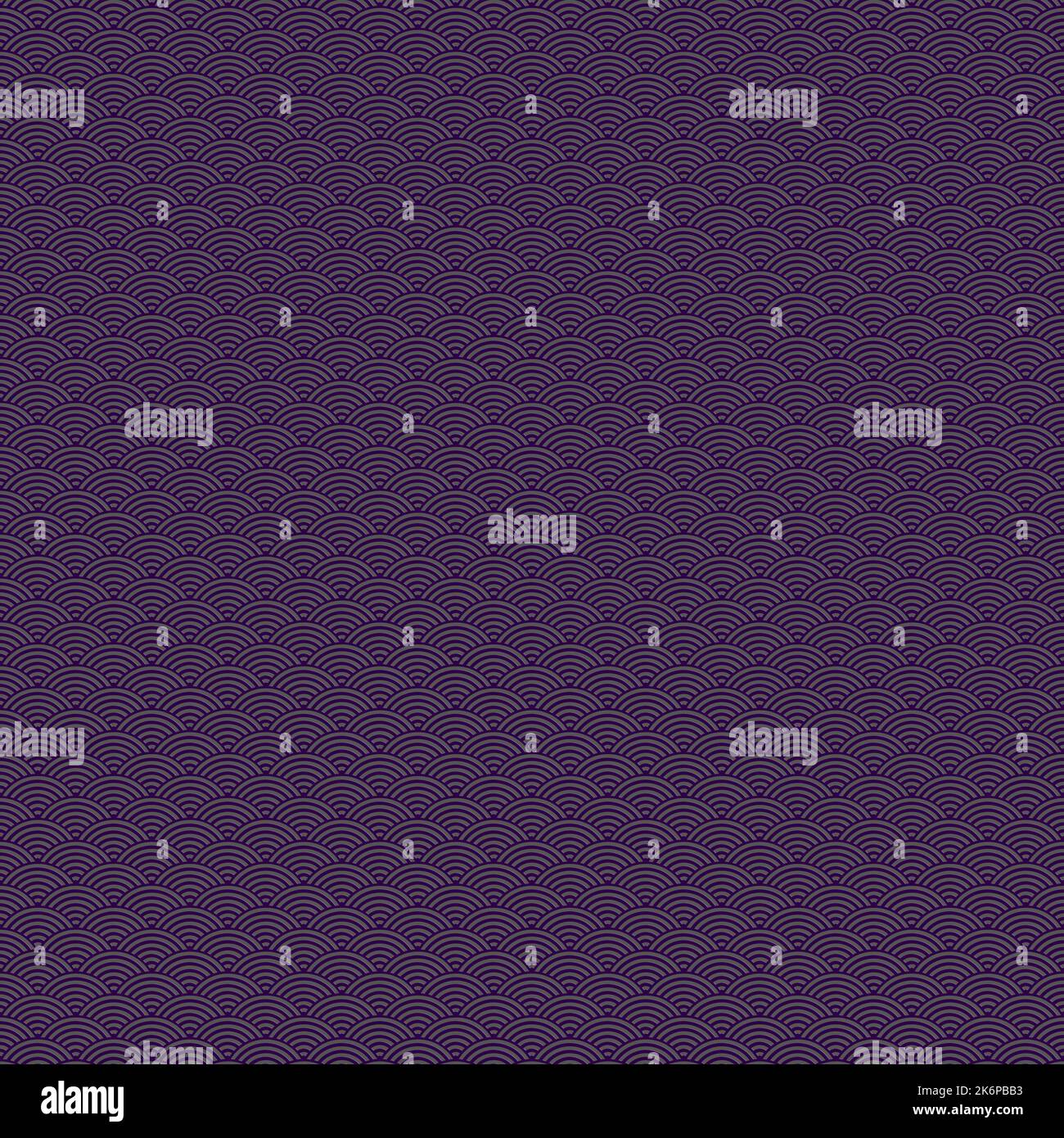 Seigaiha pattern with metallic effect, 3d rendering, ready for desktop
