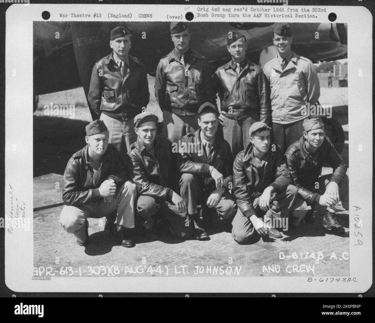 Lt. Johnson And Crew Of The 303Rd Bomb Group Beside A Boeing B17