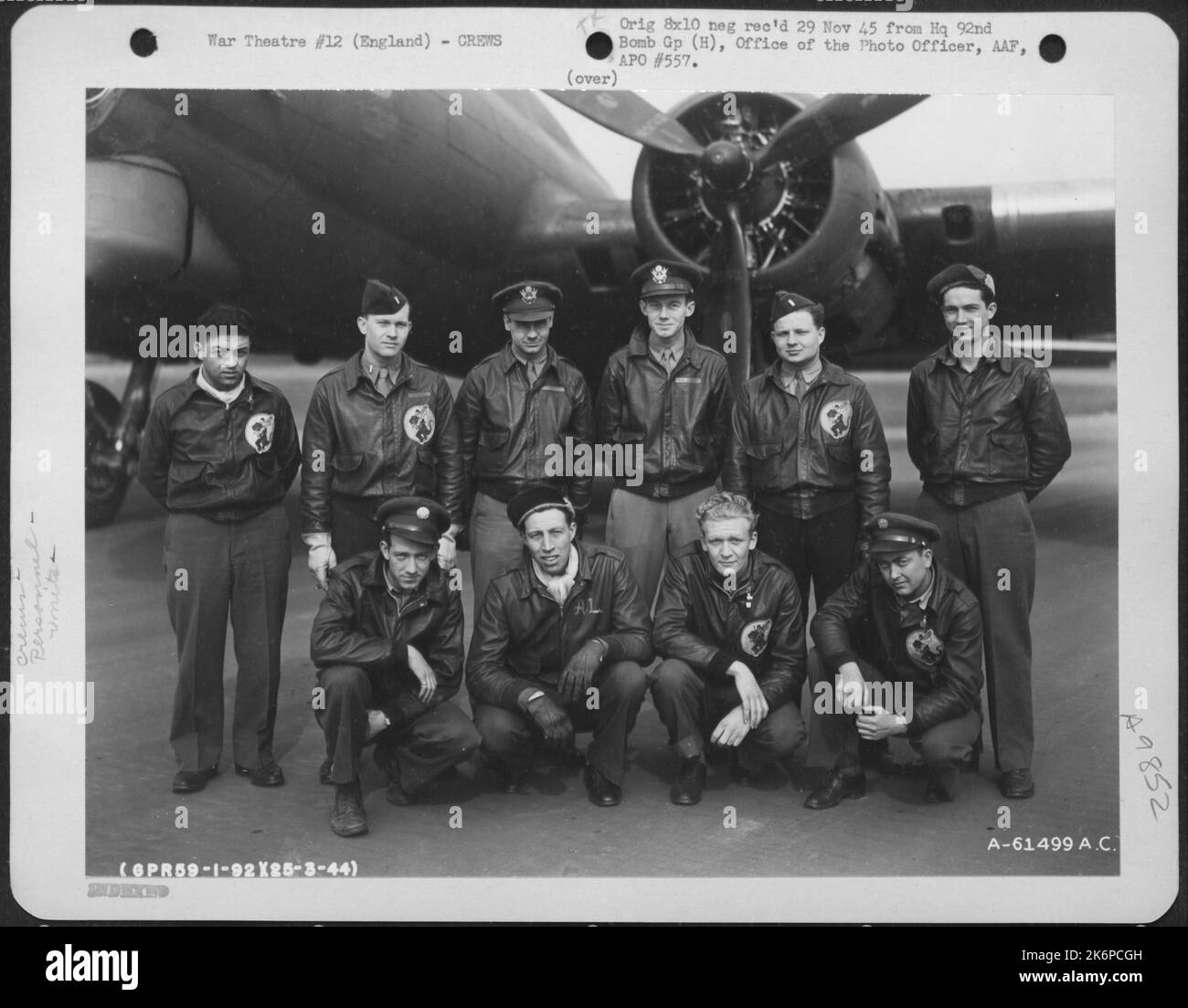 Lt. Ogeburn And Crew Of The 92Nd Bomb Group Beside A Boeing B-17 Flying ...