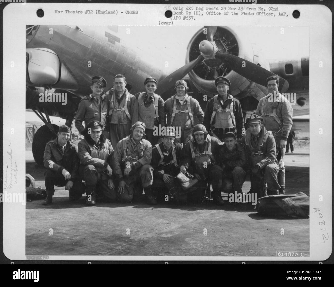 Captain Basil M. Jones And Crew Of The 92Nd Bomb Group Beside A Boeing B17 Flying Fortress