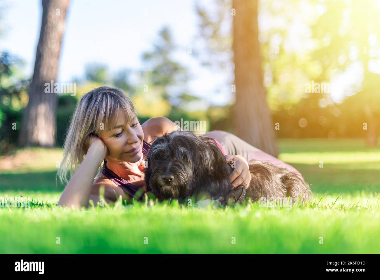 Premium Photo  Woman doing sport with a catalan shepherd dog