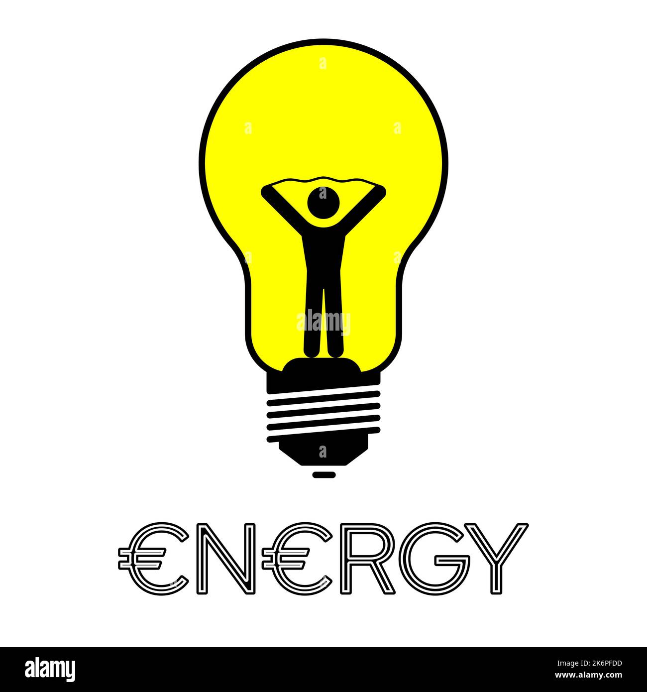 Vitality, energy, bright idea concept. Human icon inside of a lightbulb. Vector illustration Stock Vector