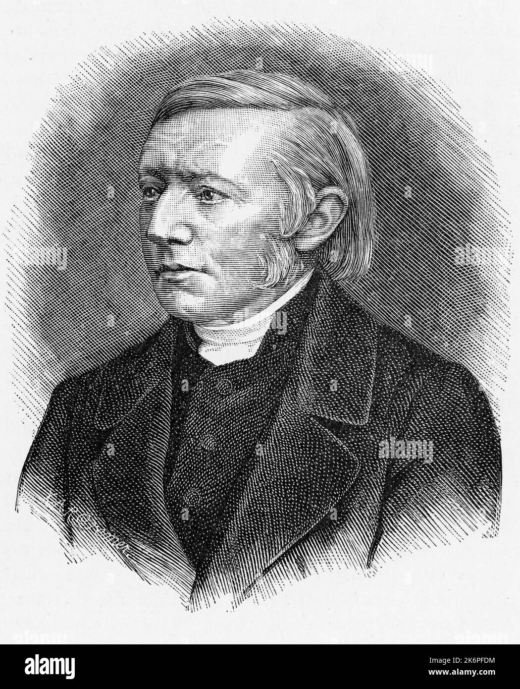 Theodor Fliedner (1800-1864), 19th century. After Eduard Rittinghaus (1830-c1898). German Lutheran minister and founder of Lutheran deaconess training. In 1836, he founded Kaiserswerther Diakonie, a hospital and deaconess training center. His work in nursing was pioneering and influenced the work of  Florence Nightingale, who spent a several months in Kaiserswerth in 1850. Stock Photo