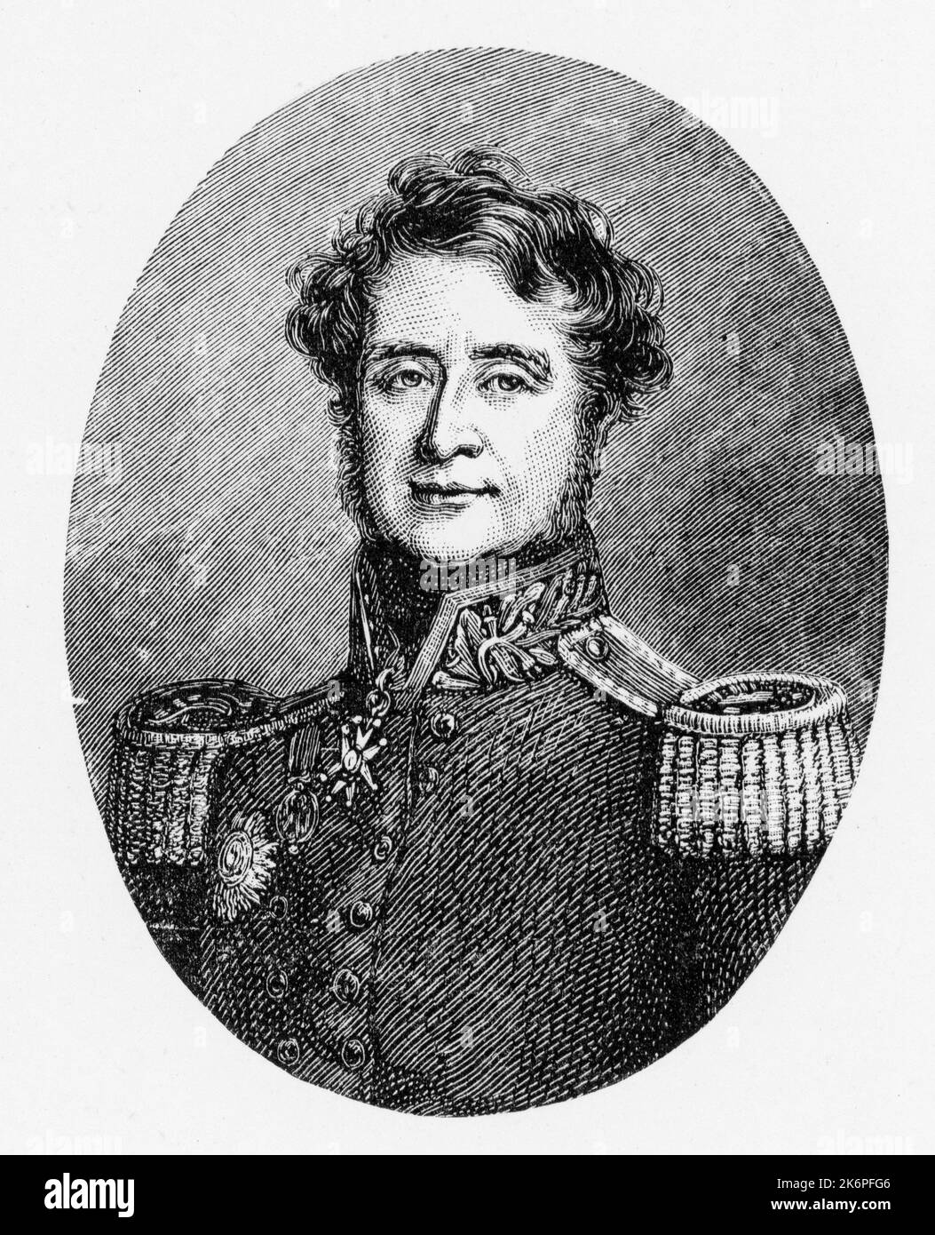 Field Marshal FitzRoy James Henry Somerset, 1st Baron Raglan (1788-1855), c1838. By Andrew Morton (1802-1845). After Andrew Morton (1802-1845). Known before 1852 as Lord FitzRoy Somerset, Raglan was a British Army officer. He became commander of the British troops sent to the Crimea in 1854, his primary objective been to defend Constantinople. Stock Photo