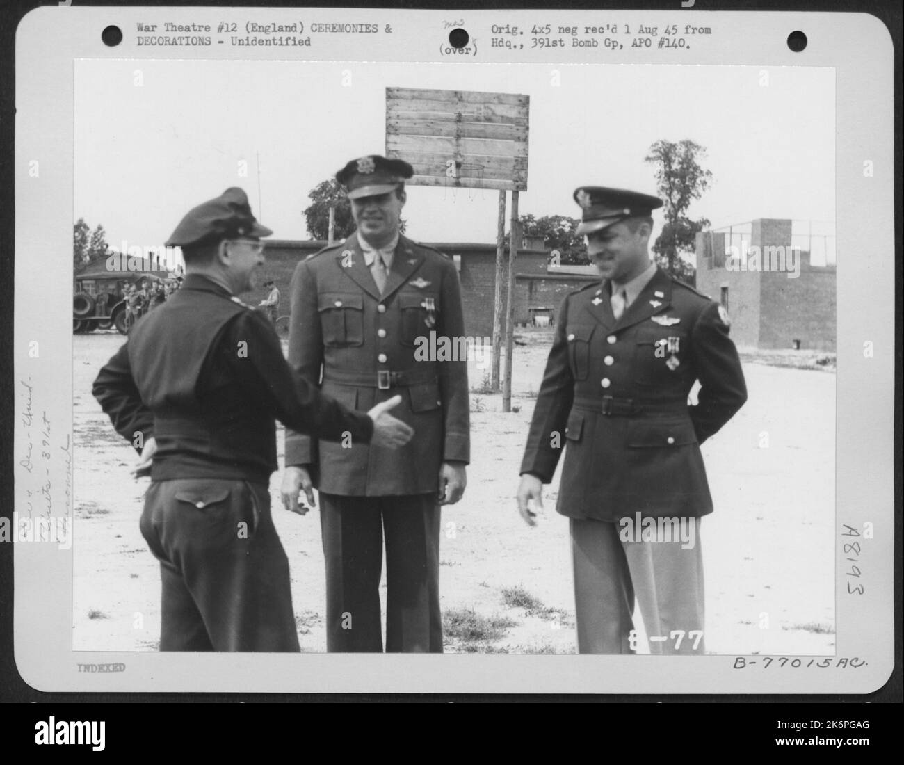 Lt. Gen. Lewis H. Brereton Congratulates A Member Of The 391St Bomb