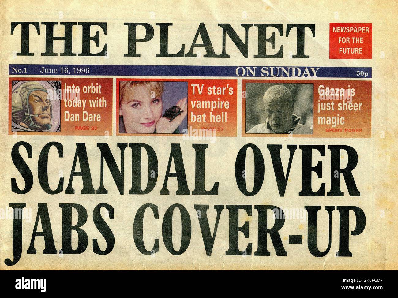 Launch issue of British national Sunday newspaper The Planet On Sunday which was first published on June 16, 1996. Focused on environmental and conservation issues the newspaper closed after the first issue. Stock Photo