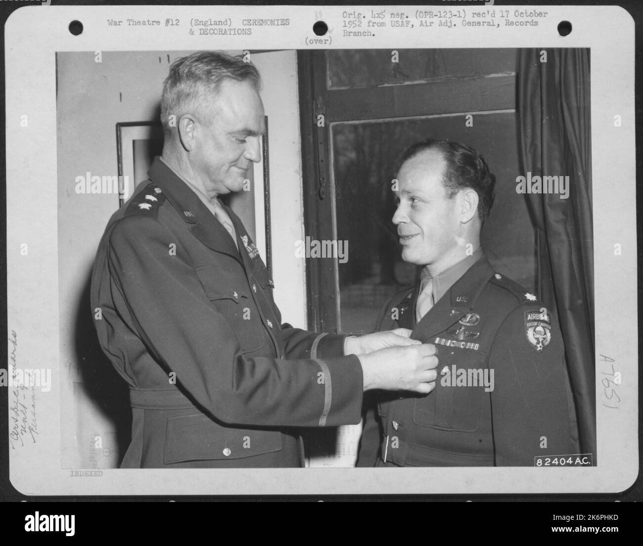Colonel Crouch Of The 9Th Troop Carrier Command Is Presented The Legion ...