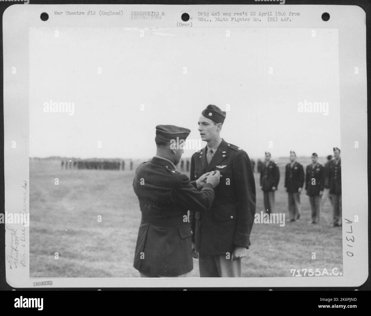 Major Gravette Of The 339Th Fighter Group Is Presented An Award By Brig. General Murray C